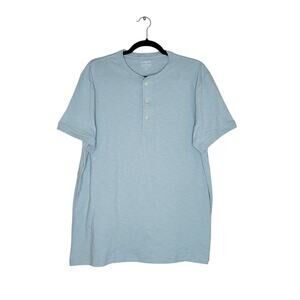 J.Crew Henley T Shirt Mens L Seafoam Green Slub Cotton 3 Button Preppy SS Tee